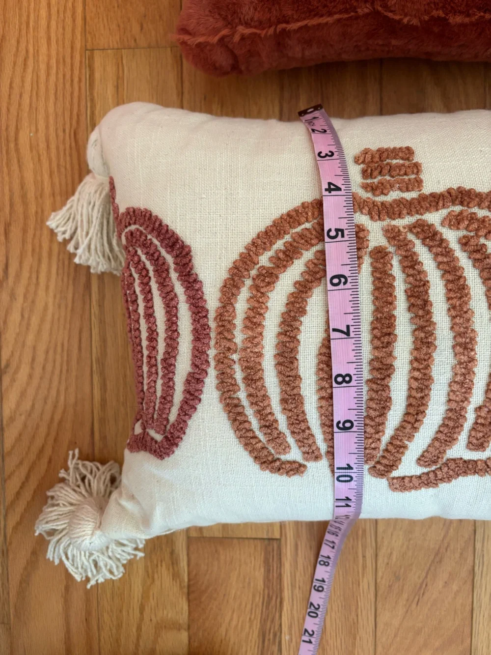 Set of 3 Decorative Pumpkin Accent Pillows in Cream and Rust